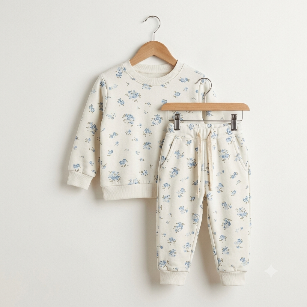 Floral Blue Fleece Tracksuit