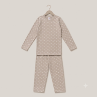 Bow In Beige Full Sleeves Cotton Jersey Nightsuit