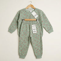 Green and Red Floral Fleece Tracksuit