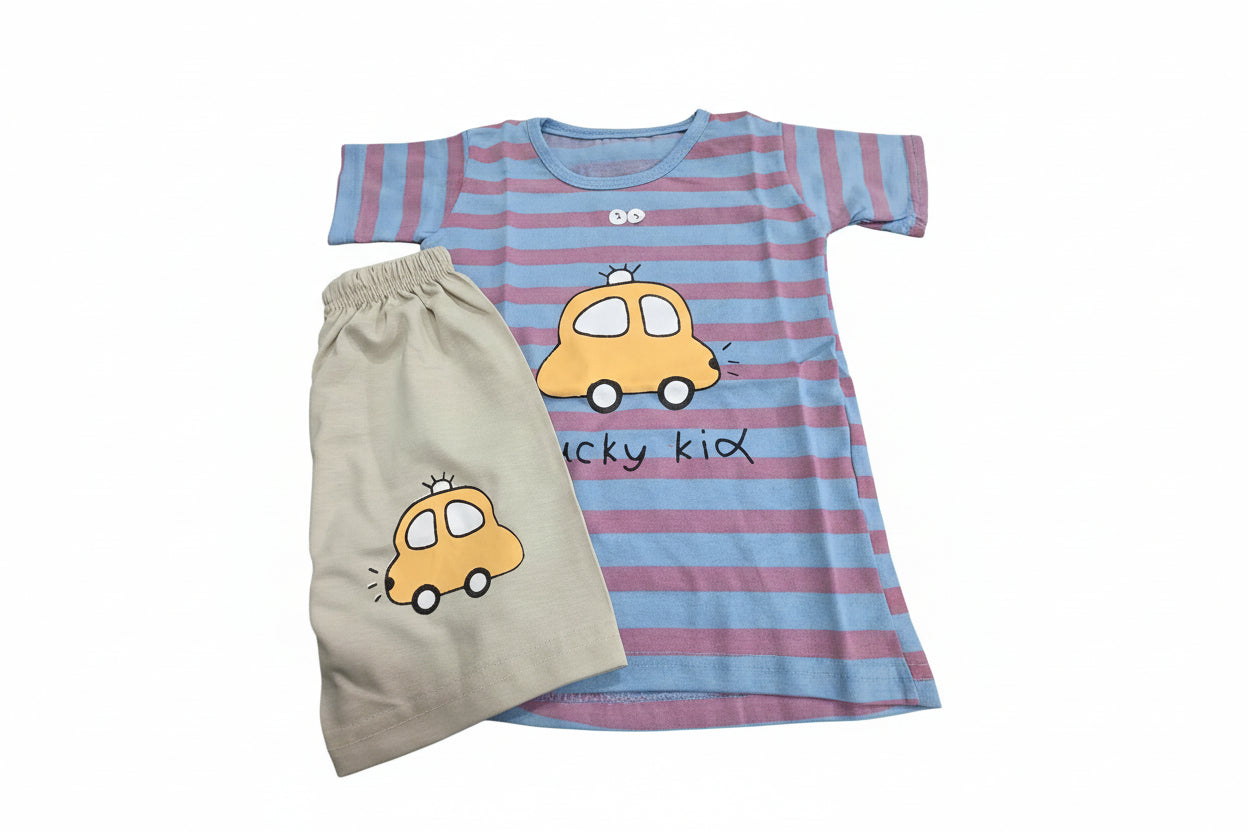 Blue Car Kids Short Wear