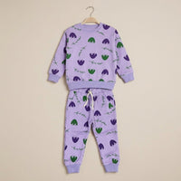 Flowers In Purple Fleece Tracksuit