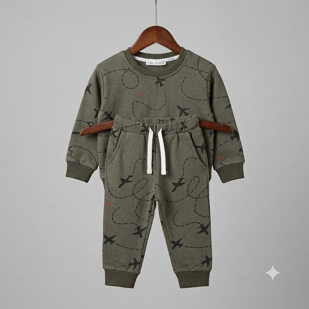 Green Plane Fleece Tracksuit