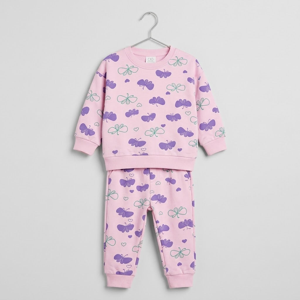 Pink Butterfly Fleece Tracksuit