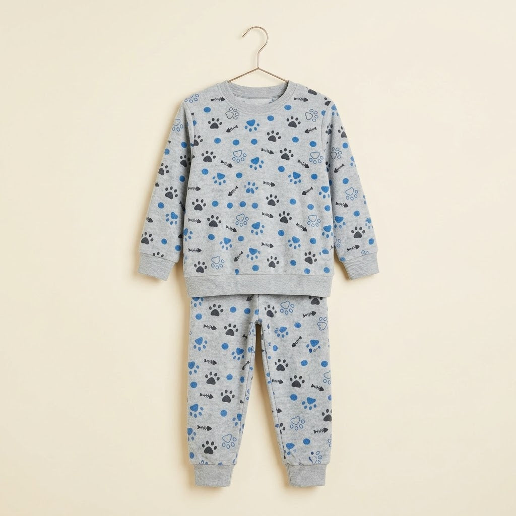 Paws In  Light Gray Fleece Tracksuit