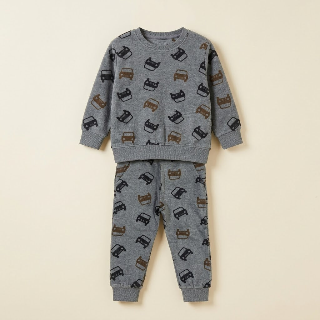 Cars In Gray Fleece Tracksuit