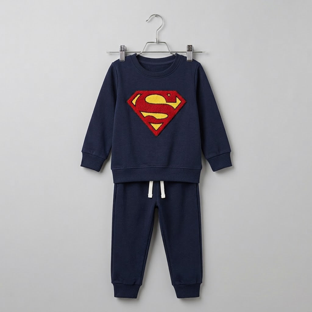 Embroided Superman Fleece Tracksuit