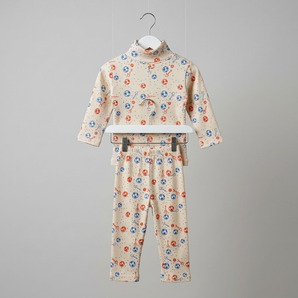Football In Dull Beige Highneck Set